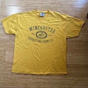 Vintage Winchester Repeating Arms Co. Retro Yellow Men's T-Shirt XL Rare Find